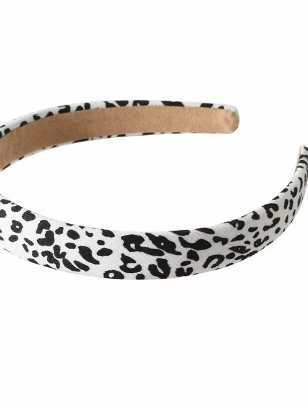 Leopard Print Padded Headband - White & Black